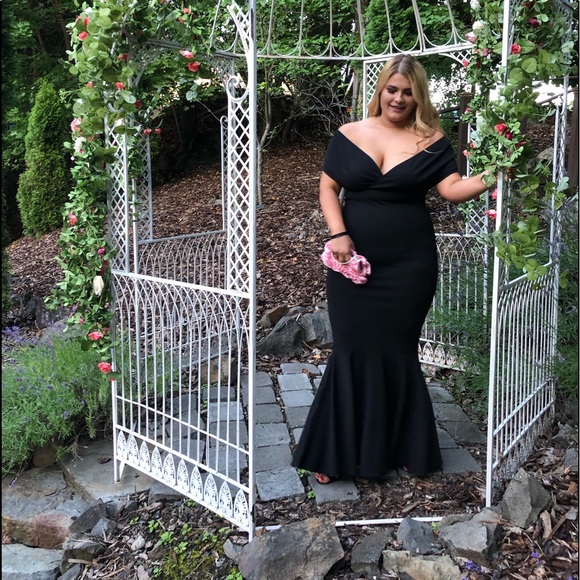 Black Evening Gown with Wrap Top - Picture 1 of 4